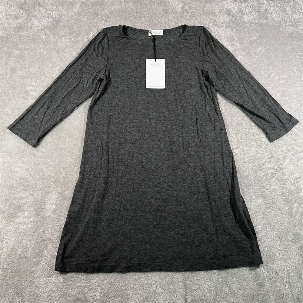 Hourglass Lily Women's Gray Long Sleeve Scoop Neck Tunic Dress Size S/M NEW